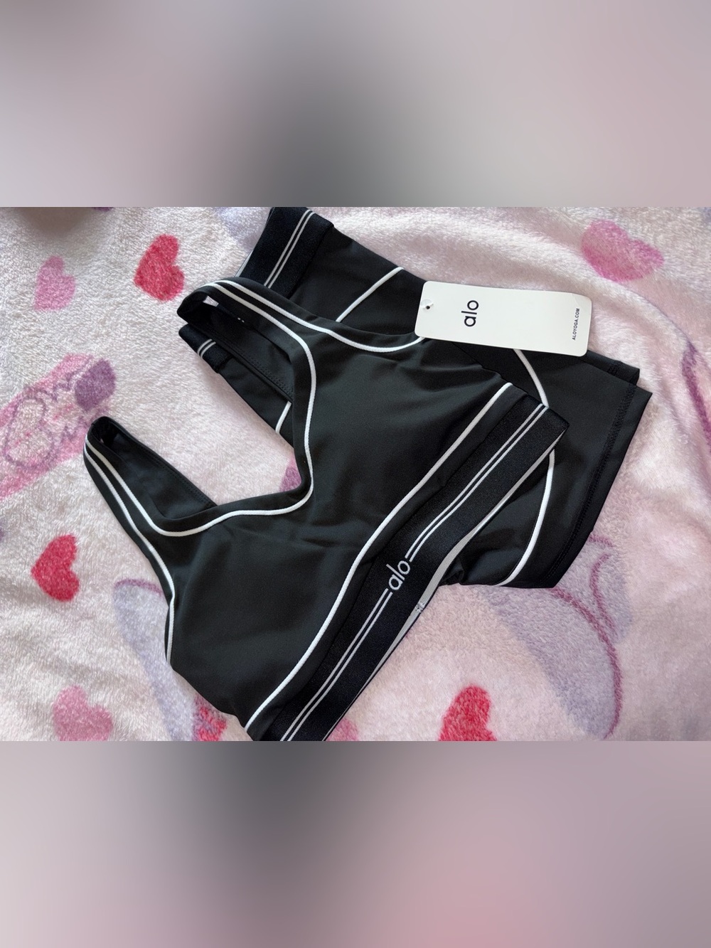 ALO Yoga Black shorts with White Trim